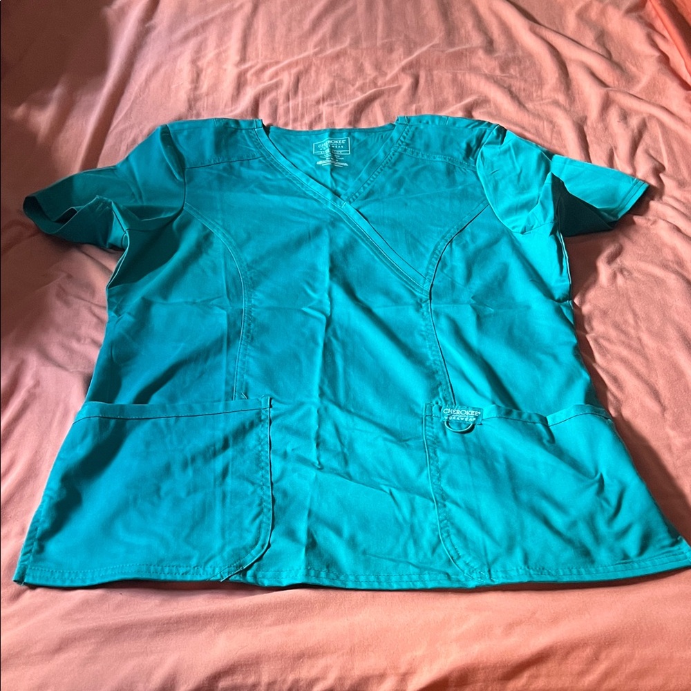 Cherokee Women's Aqua Short Sleeve Top